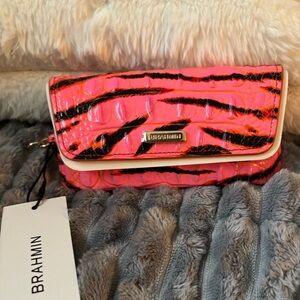 Brahmin Neon Pink and Black Pouch